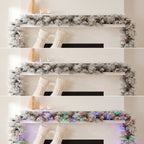 Christabelle 2.74m Alpine Snow Christmas Garland Pre Lit Multi Function LED Timer Flocked Pine Cones