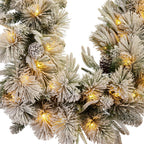 Christabelle 2.74m Alpine Snow Christmas Garland Pre Lit Multi Function LED Timer Flocked Pine Cones