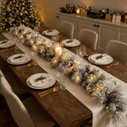Christabelle 2.74m Alpine Snow Christmas Garland Pre Lit Multi Function LED Timer Flocked Pine Cones