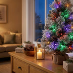 Christabelle 61cm 2ft Alpine Snow Potted Christmas Tree Pre Lit LED Pinecone Hessian Tabletop Festive Holiday Decoration