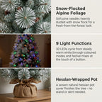 Christabelle 61cm 2ft Alpine Snow Potted Christmas Tree Pre Lit LED Pinecone Hessian Tabletop Festive Holiday Decoration