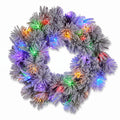 Christabelle 61cm Alpine Snow Christmas Wreath Pre Lit Multi Function LED Timer Pinecone Front Door Xmas Decoration Home