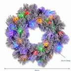 Christabelle 61cm Alpine Snow Christmas Wreath Pre Lit Multi Function LED Timer Pinecone Front Door Xmas Decoration Home