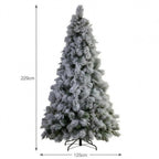 Christabelle 2.3m 7.5ft Alpine Snow Christmas Tree Pre Lit Multi Function LED Flocked Pine Cones Hinged Branches Home