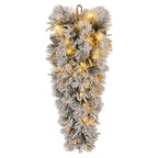 Christabelle 90cm Alpine Snow Christmas Teardrop Pre Lit Multi Function LED Timer Flocked Pine Cones Home