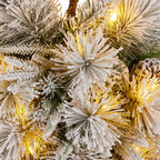 Christabelle 90cm Alpine Snow Christmas Teardrop Pre Lit Multi Function LED Timer Flocked Pine Cones Home