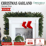 Christabelle 274cm Battery-Operated Christmas Garland with Multi-Function Lights - Dorset Pine