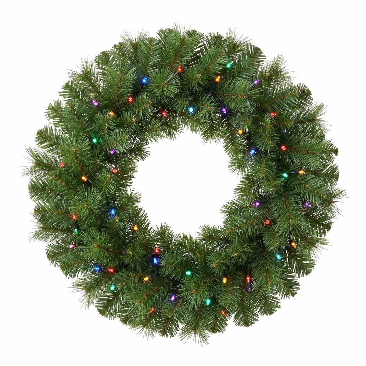 Christabelle 61cm Dorset Pine Christmas Wreath Pre Lit Multi Function LED Battery Operated Front Door Xmas Decoration Home