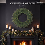 Christabelle 61cm Dorset Pine Christmas Wreath Pre Lit Multi Function LED Battery Operated Front Door Xmas Decoration Home