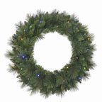 Christabelle 61cm Dorset Pine Christmas Wreath Pre Lit Multi Function LED Battery Operated Front Door Xmas Decoration Home