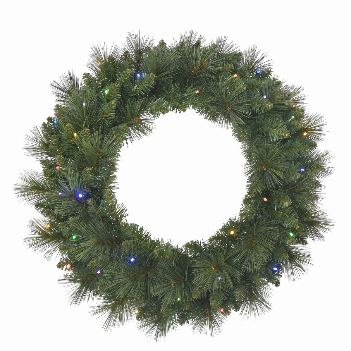Christabelle 61cm Dorset Pine Christmas Wreath Pre Lit Multi Function LED Battery Operated Front Door Xmas Decoration Home
