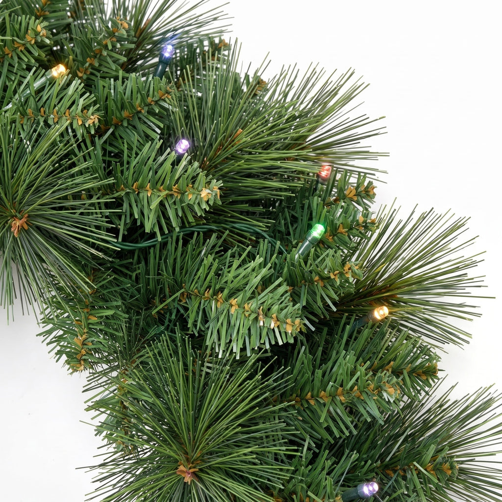 Christabelle 61cm Dorset Pine Christmas Wreath Pre Lit Multi Function LED Battery Operated Front Door Xmas Decoration Home