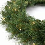 Christabelle 61cm Dorset Pine Christmas Wreath Pre Lit Multi Function LED Battery Operated Front Door Xmas Decoration Home