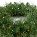 Christabelle 61cm Dorset Pine Christmas Wreath Pre Lit Multi Function LED Battery Operated Front Door Xmas Decoration Home