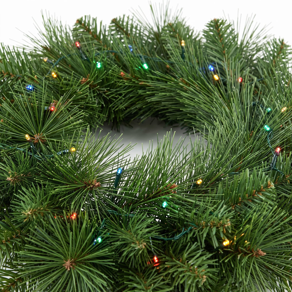Christabelle 61cm Dorset Pine Christmas Wreath Pre Lit Multi Function LED Battery Operated Front Door Xmas Decoration Home