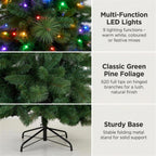 Christabelle 1.8m 6ft Pre-Lit Green Artificial Christmas Tree Dorset Pine 160 Multi-Function LEDs & Metal Stand