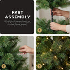 Christabelle 1.8m 6ft Pre-Lit Green Artificial Christmas Tree Dorset Pine 160 Multi-Function LEDs & Metal Stand