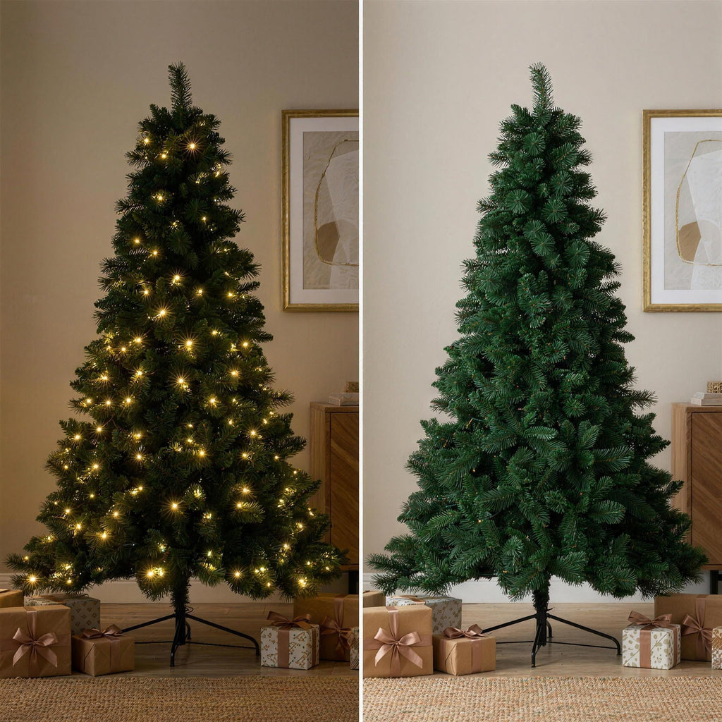 Christabelle 1.8m 6ft Pre-Lit Green Artificial Christmas Tree Dorset Pine 160 Multi-Function LEDs & Metal Stand