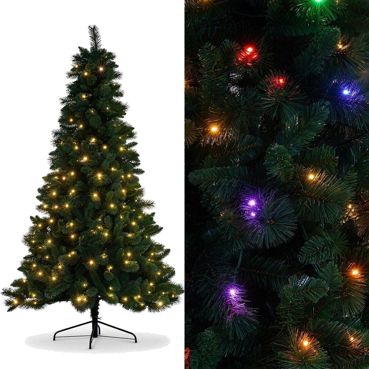 Christabelle 1.8m 6ft Pre-Lit Green Artificial Christmas Tree Dorset Pine 160 Multi-Function LEDs & Metal Stand