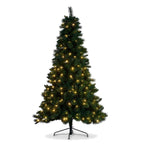 Christabelle 7.5ft 2.3m Dorset Pine Green Pre-Lit Artificial Christmas Tree, 220 Multi-Function LEDs & Metal Stand