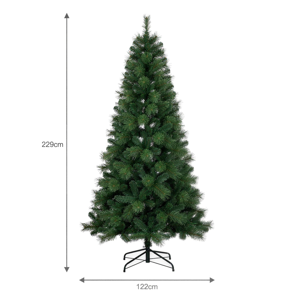 Christabelle 7.5ft 2.3m Dorset Pine Green Pre-Lit Artificial Christmas Tree, 220 Multi-Function LEDs & Metal Stand