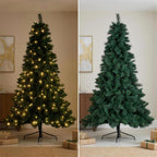 Christabelle 7.5ft 2.3m Dorset Pine Green Pre-Lit Artificial Christmas Tree, 220 Multi-Function LEDs & Metal Stand