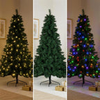 Christabelle 7.5ft 2.3m Dorset Pine Green Pre-Lit Artificial Christmas Tree, 220 Multi-Function LEDs & Metal Stand