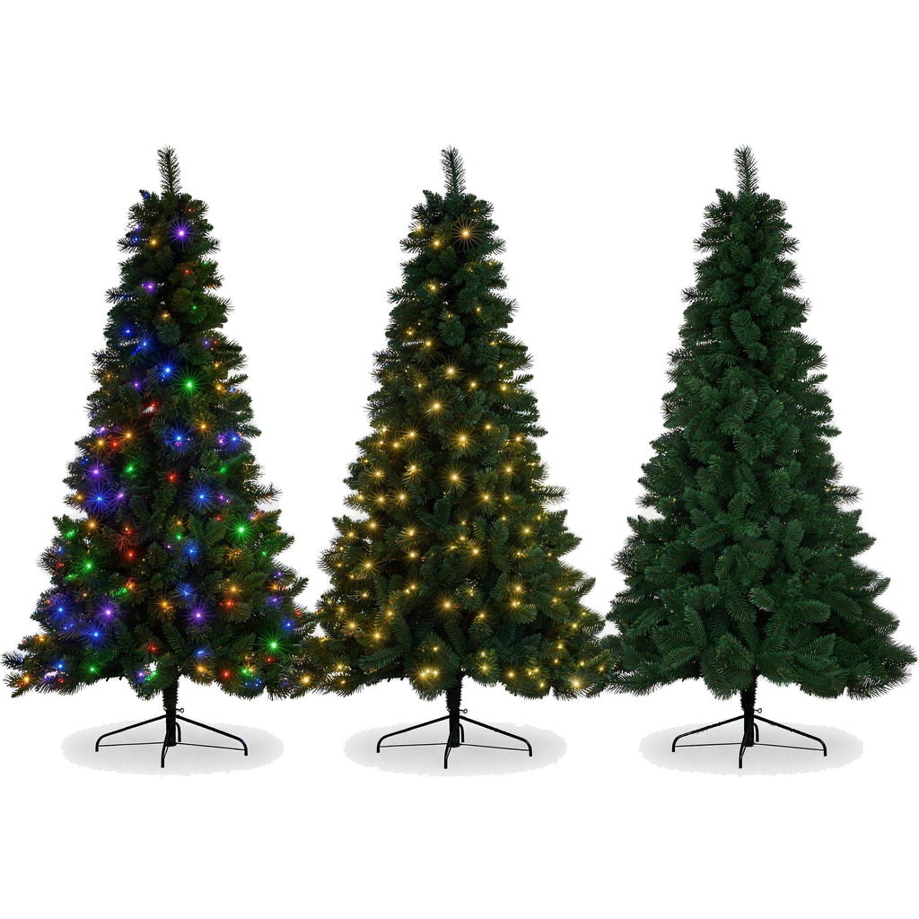 Christabelle 7.5ft 2.3m Dorset Pine Green Pre-Lit Artificial Christmas Tree, 220 Multi-Function LEDs & Metal Stand