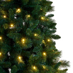 Christabelle 7.5ft 2.3m Dorset Pine Green Pre-Lit Artificial Christmas Tree, 220 Multi-Function LEDs & Metal Stand