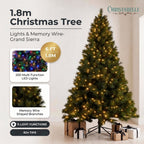 Christabelle 1.8m 6ft Grand Sierra Christmas Tree Pre Lit Multi Function LED Memory Wire Artificial Indoor Xmas Decor