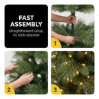 Christabelle 1.8m 6ft Grand Sierra Christmas Tree Pre Lit Multi Function LED Memory Wire Artificial Indoor Xmas Decor