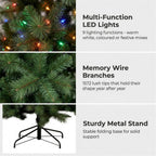 Christabelle 2.3m 7.5ft Grand Sierra Christmas Tree Pre Lit Multi Function LED Memory Wire Artificial Indoor Xmas Decor