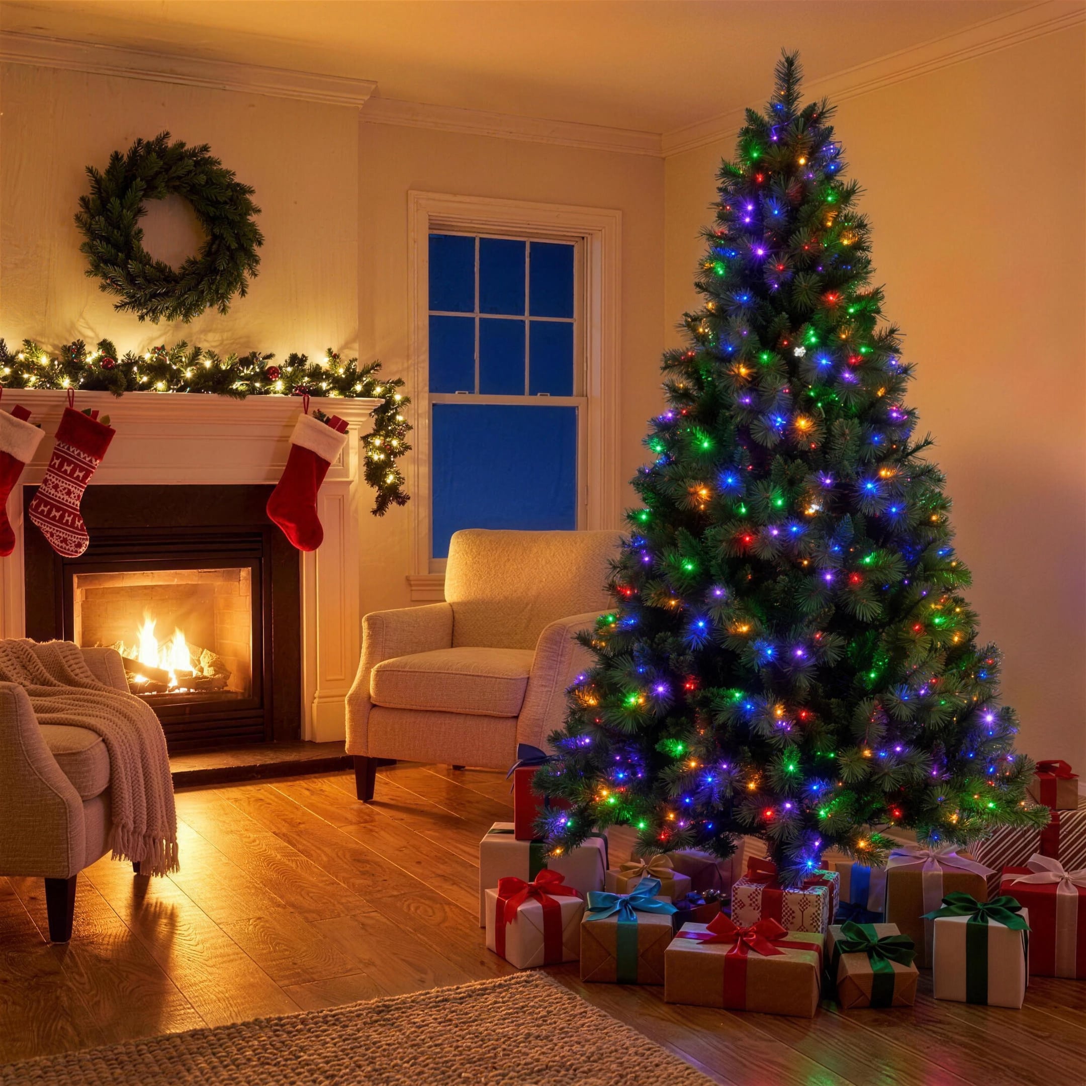 Christabelle 2.3m 7.5ft Grand Sierra Christmas Tree Pre Lit Multi Function LED Memory Wire Artificial Indoor Xmas Decor