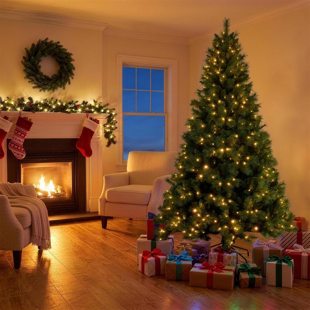 Christabelle 2.7m 9ft Grand Sierra Christmas Tree Pre Lit Multi Function LED Memory Wire Artificial Indoor Xmas Decor
