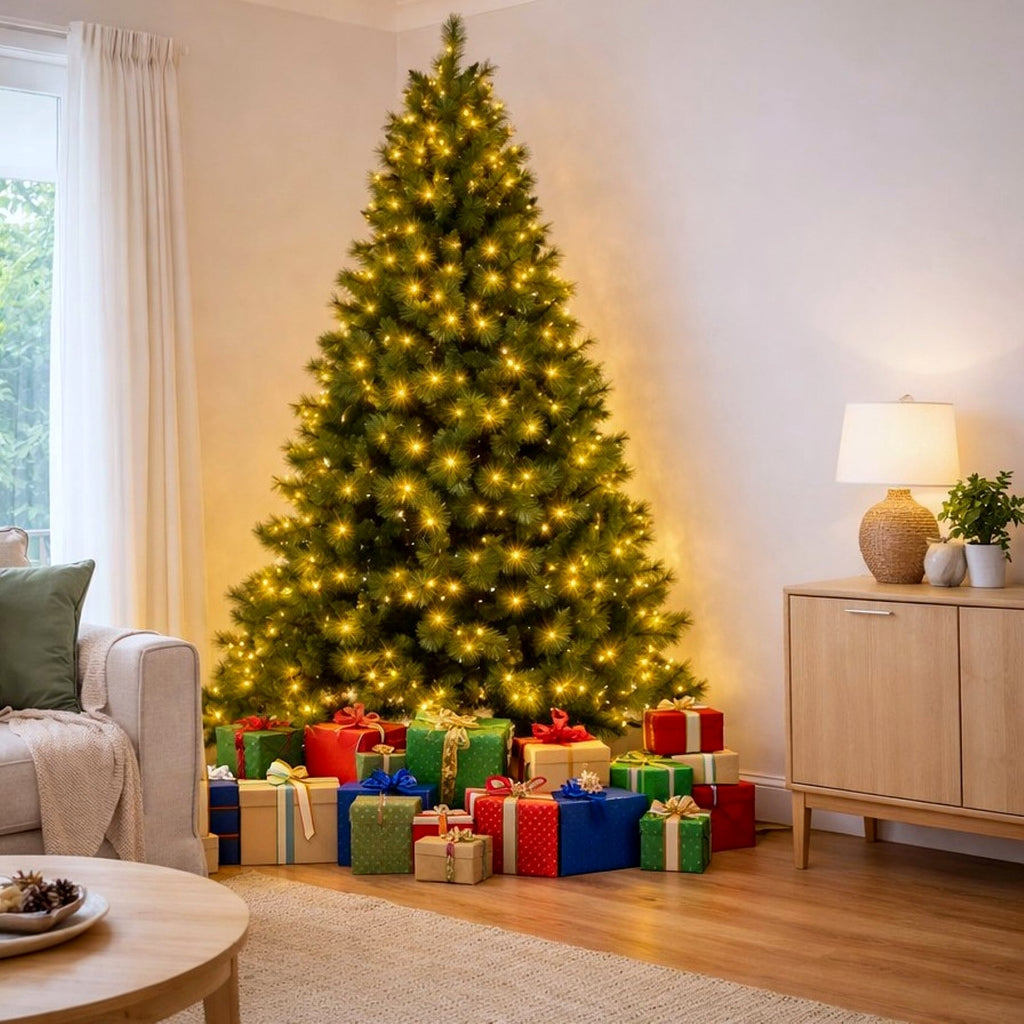 Christabelle 2.7m 9ft Grand Sierra Christmas Tree Pre Lit Multi Function LED Memory Wire Artificial Indoor Xmas Decor