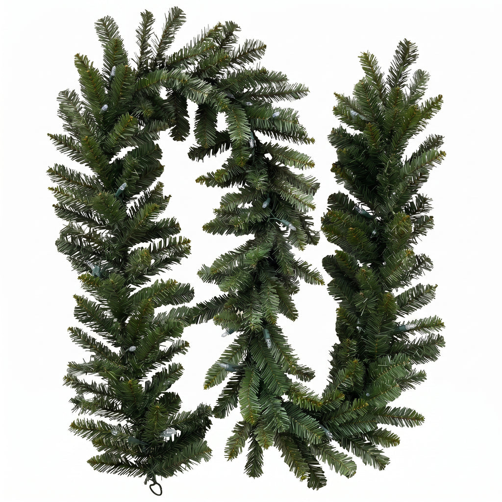 Christabelle 2.74m Highland Pine Christmas Garland Pre Lit Warm White LED Mantel Staircase Xmas Decoration Home