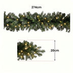Christabelle 2.74m Highland Pine Christmas Garland Pre Lit Warm White LED Mantel Staircase Xmas Decoration Home