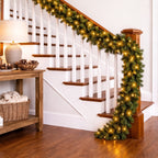 Christabelle 2.74m Highland Pine Christmas Garland Pre Lit Warm White LED Mantel Staircase Xmas Decoration Home