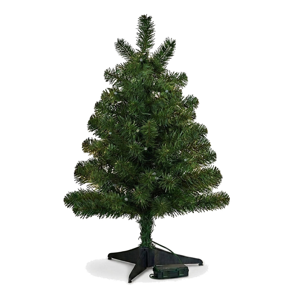 Christabelle 61cm 2ft Highland Pine Christmas Tree Pre Lit Warm White LED Timer Tabletop Artificial Indoor Xmas Decor