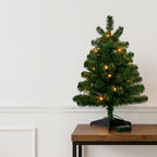 Christabelle 61cm 2ft Highland Pine Christmas Tree Pre Lit Warm White LED Timer Tabletop Artificial Indoor Xmas Decor
