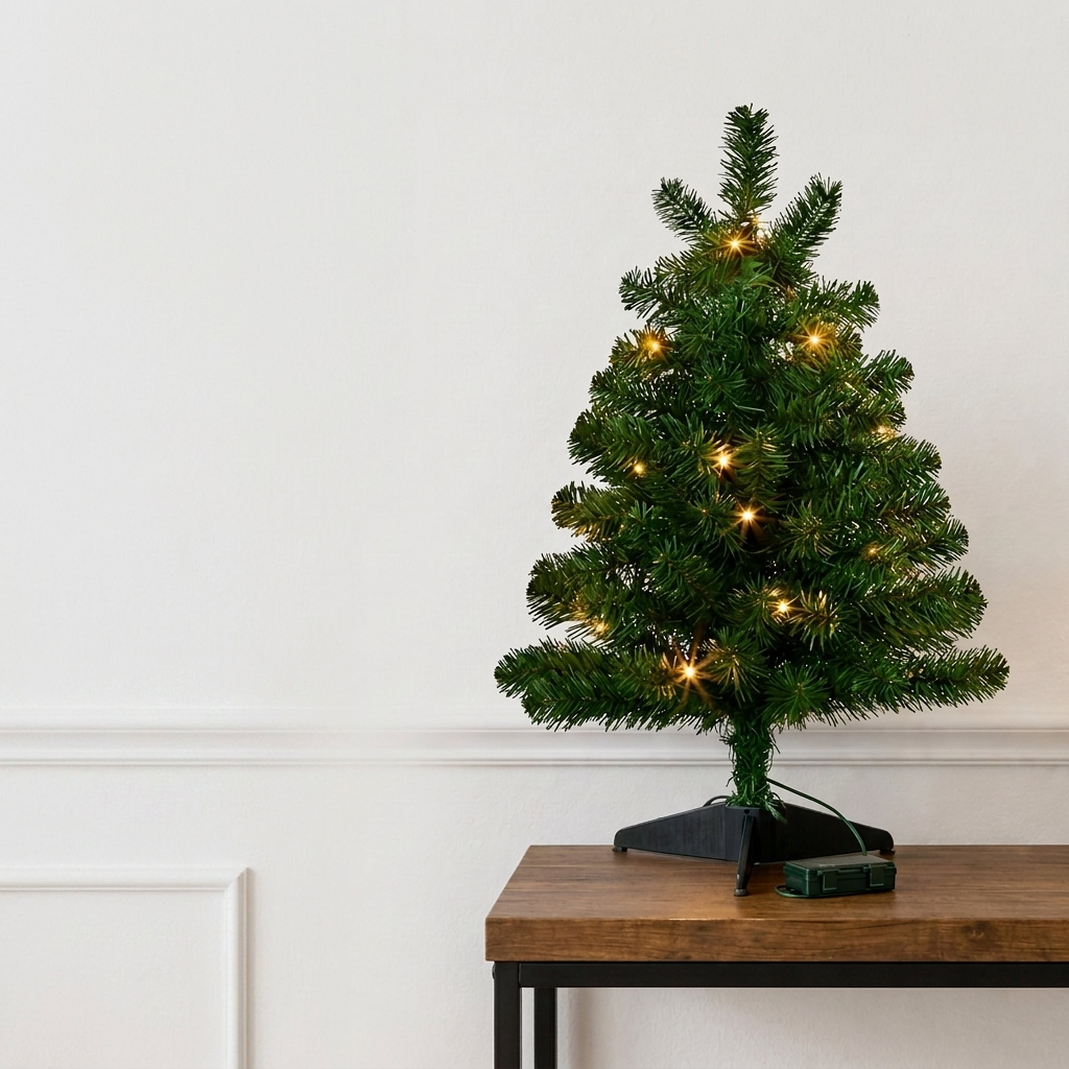 Christabelle 61cm 2ft Highland Pine Christmas Tree Pre Lit Warm White LED Timer Tabletop Artificial Indoor Xmas Decor