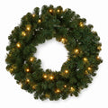 Christabelle 61cm Highland Pine Christmas Wreath Pre Lit Warm White LED Battery Operated Timer Hanging Wall Display Home