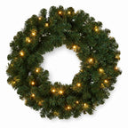 Christabelle 61cm Highland Pine Christmas Wreath Pre Lit Warm White LED Battery Operated Timer Hanging Wall Display Home