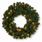Christabelle 61cm Highland Pine Christmas Wreath Pre Lit Warm White LED Battery Operated Timer Hanging Wall Display Home