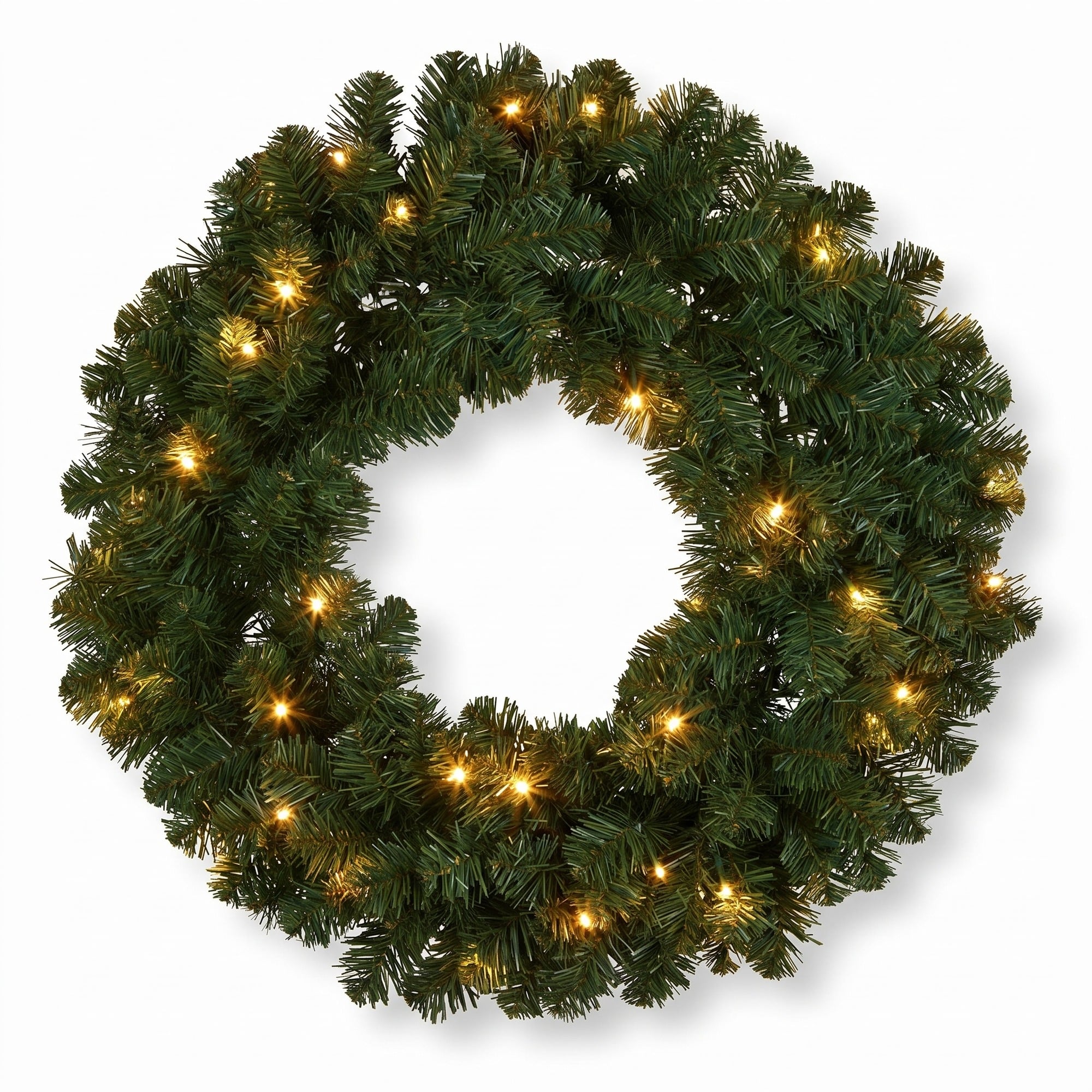 Christabelle 61cm Highland Pine Christmas Wreath Pre Lit Warm White LED Battery Operated Timer Hanging Wall Display Home