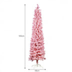 Christabelle 1.8m 6ft Pink Fairy Floss Christmas Tree Pre Lit RGB LED Flocked Slim Artificial Indoor Xmas Decor Home