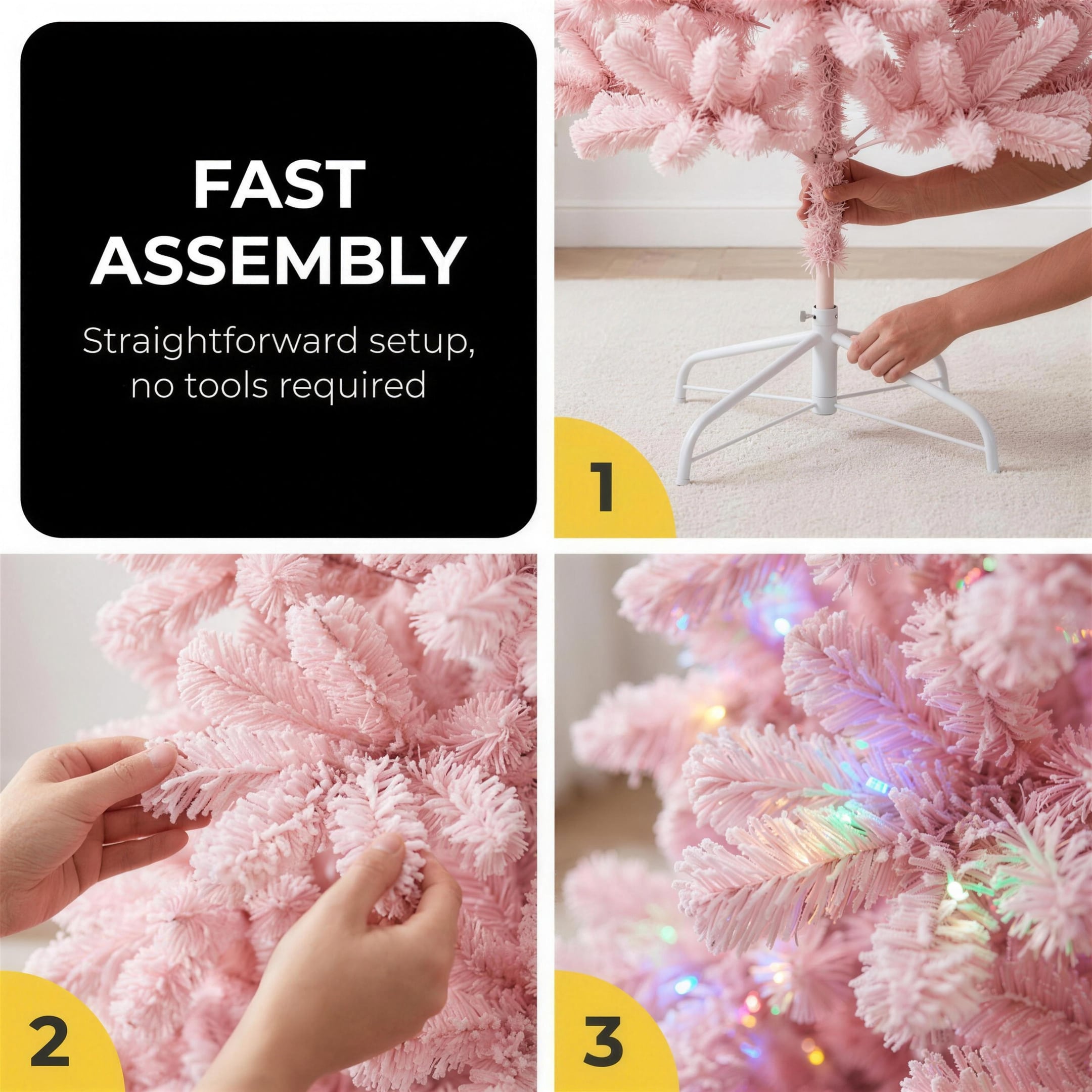 Christabelle 1.8m 6ft Pink Fairy Floss Christmas Tree Pre Lit RGB LED Flocked Slim Artificial Indoor Xmas Decor Home