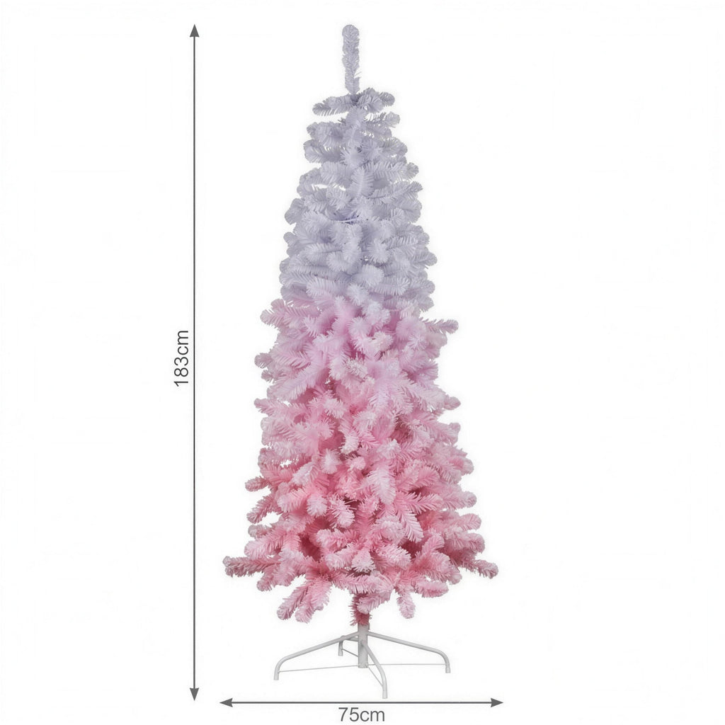 Christabelle 1.8m 6ft Pink Ombre Christmas Tree Pre Lit Warm White LED Foliage Artificial Indoor Xmas Decor Home