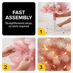 Christabelle 1.8m 6ft Pink Ombre Christmas Tree Pre Lit Warm White LED Foliage Artificial Indoor Xmas Decor Home