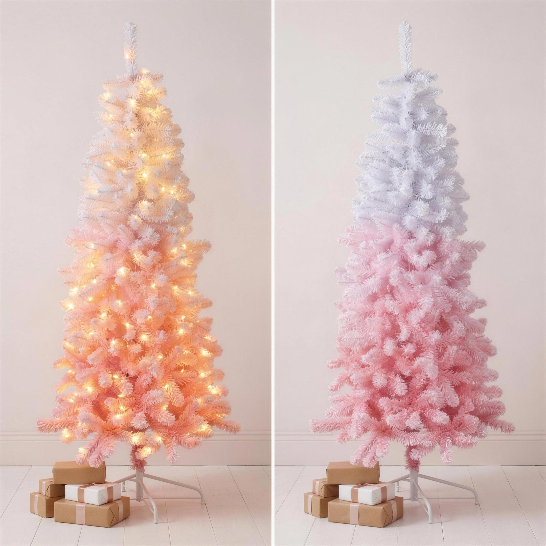 Christabelle 1.8m 6ft Pink Ombre Christmas Tree Pre Lit Warm White LED Foliage Artificial Indoor Xmas Decor Home